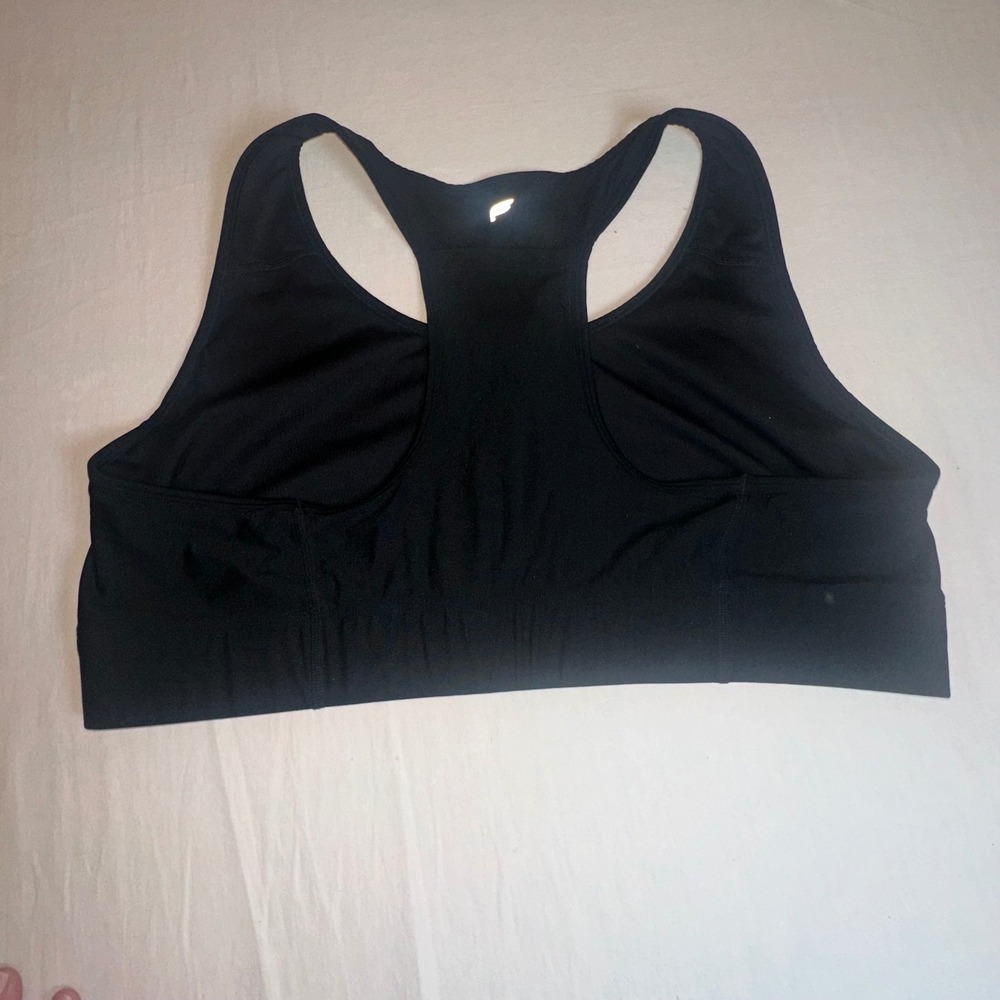 Fabletics Black Front Zip High Impact Racerback Sports Bra Womens Size XL